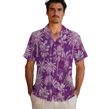 tcu horned frogs palm shadows purple hawaiian shirts fashion forward