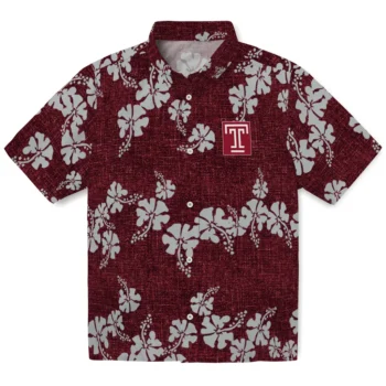 temple owls hibiscus petals red hawaiian shirts best selling