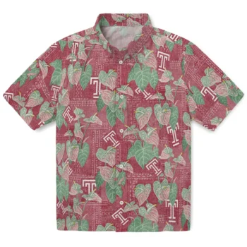 temple owls anthurium overlay red hawaiian shirts best selling