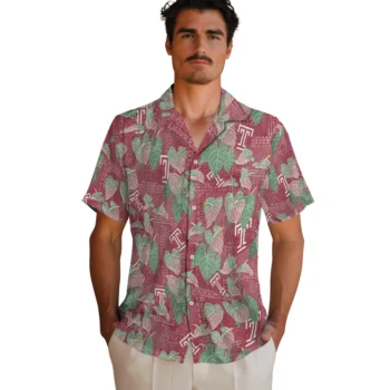temple owls anthurium overlay red hawaiian shirts fashion forward