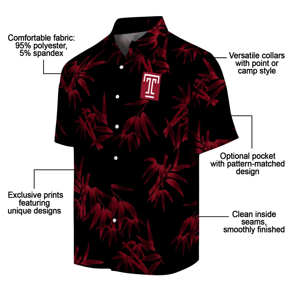 Temple Owls Hawaiian Shirt - Bamboo Branches temple owls bamboo branches red black hawaiian shirts new arrival