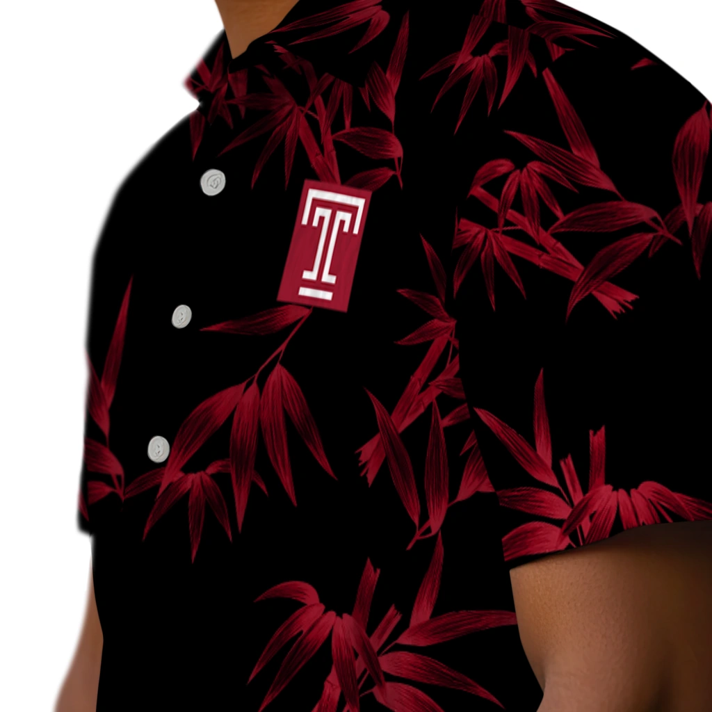 Temple Owls Hawaiian Shirt - Bamboo Branches temple owls bamboo branches red black hawaiian shirts trendy