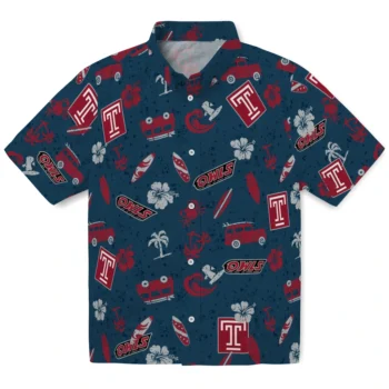 temple owls beach vibe navy hawaiian shirts best selling