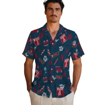 temple owls beach vibe navy hawaiian shirts fashion forward
