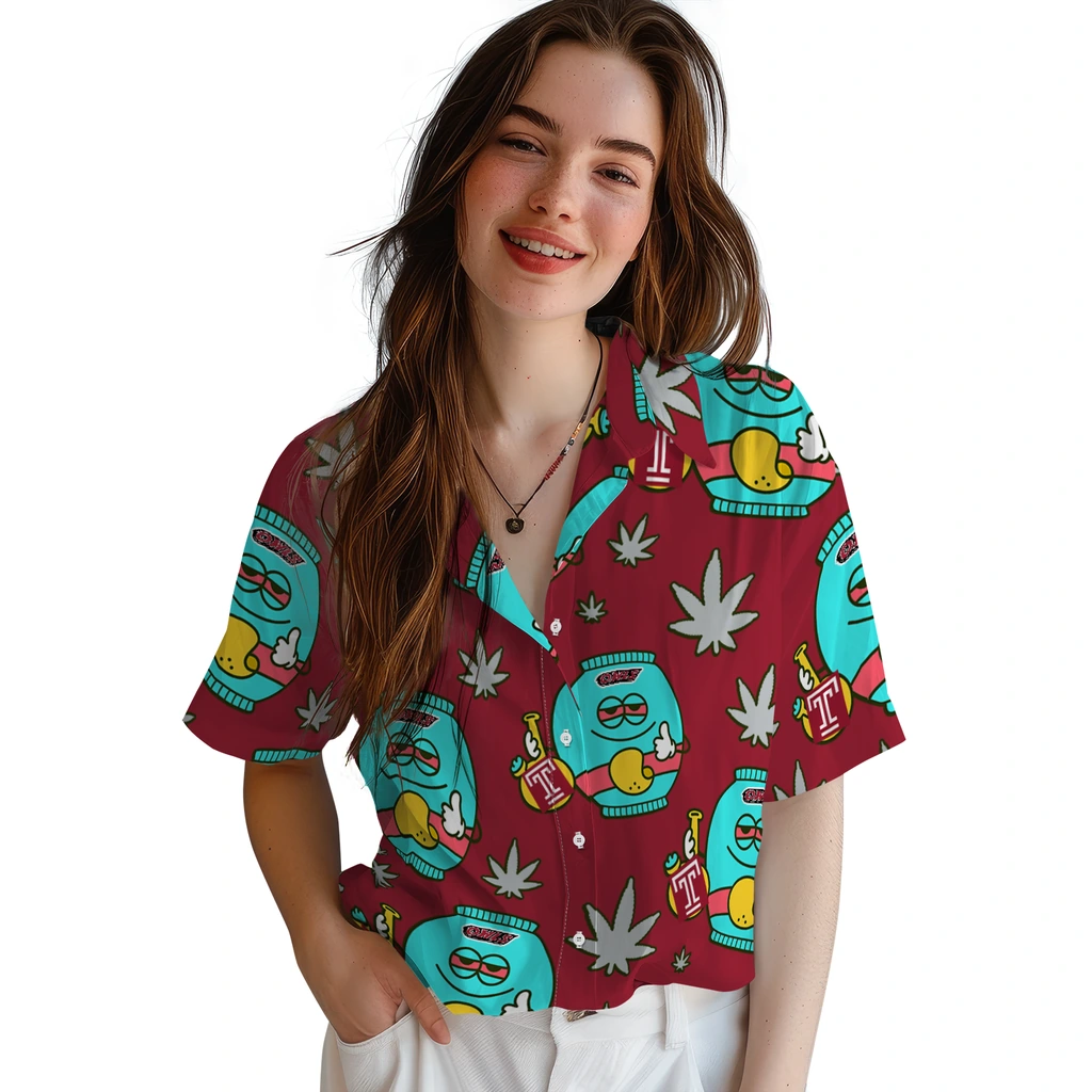 Temple Owls Hawaiian Shirt - Chill Vibe temple owls bong smile red hawaiian shirts latest model