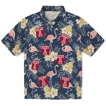 temple owls flamingo hibiscus navy hawaiian shirts best selling