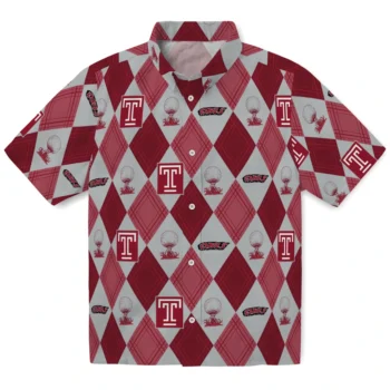 temple owls balloon plaid red hawaiian shirts best selling