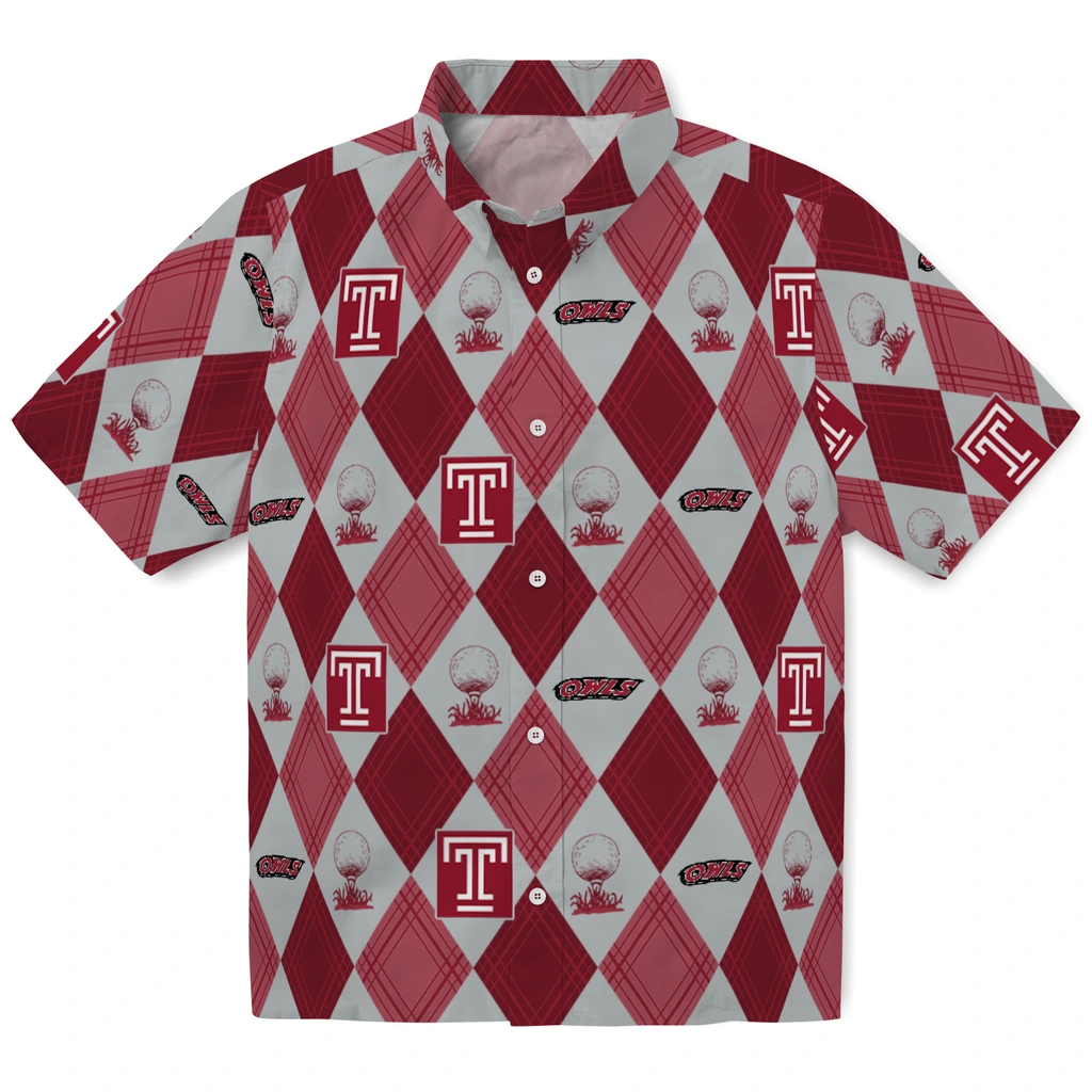 Temple Owls Hawaiian Shirt - Golfing Plaid temple owls balloon plaid red hawaiian shirts best selling