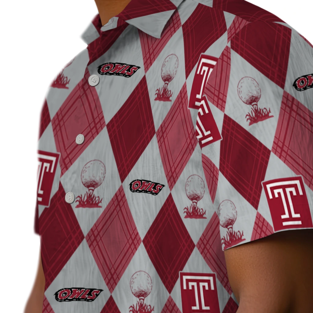 Temple Owls Hawaiian Shirt - Golfing Plaid temple owls balloon plaid red hawaiian shirts trendy