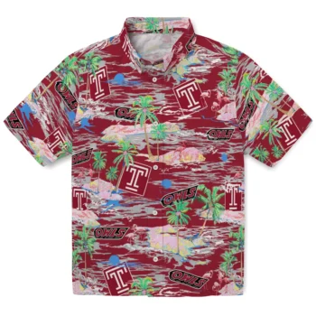 temple owls flamingo retreat red hawaiian shirts best selling