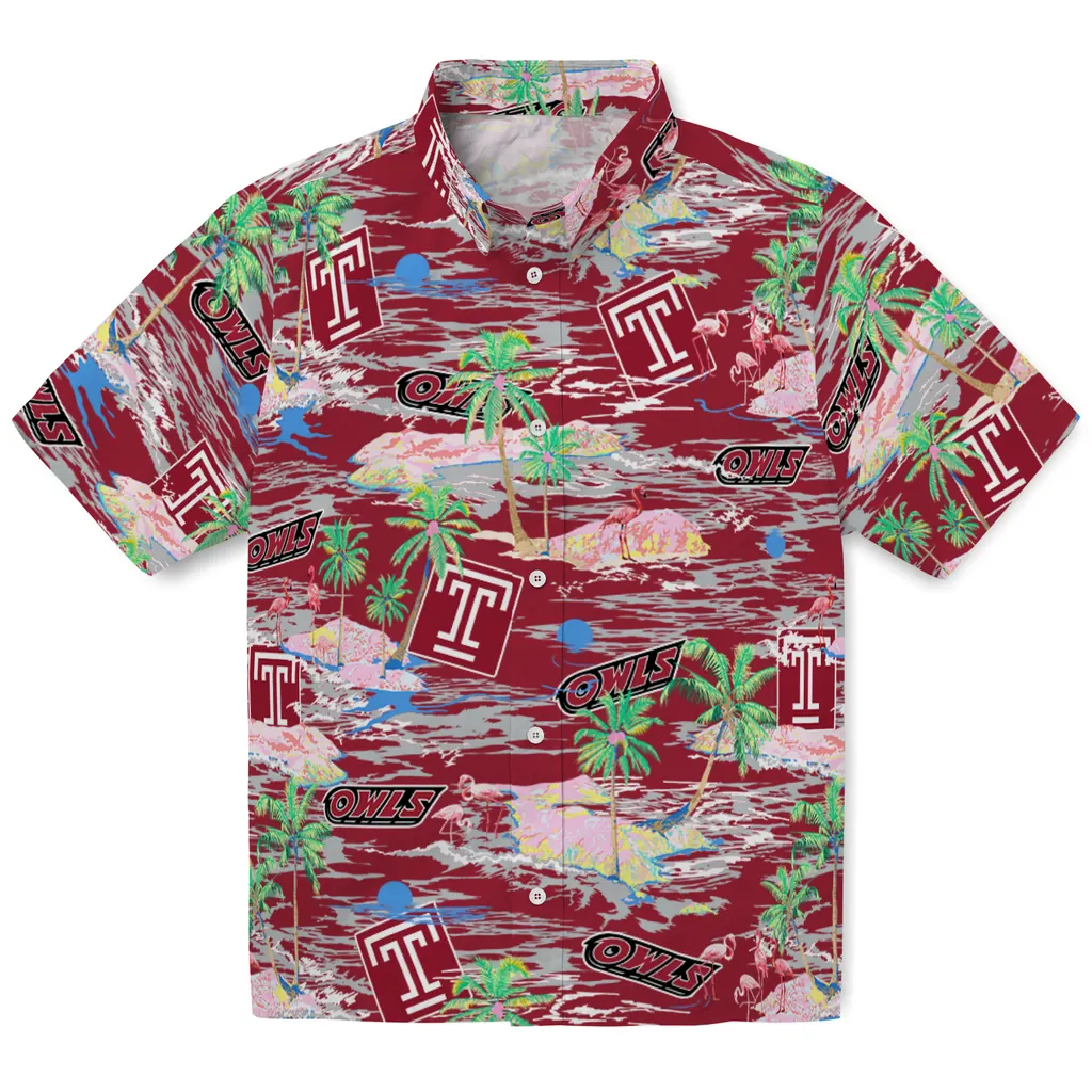 Temple Owls Hawaiian Shirt - Hawaii Island temple owls flamingo retreat red hawaiian shirts best selling