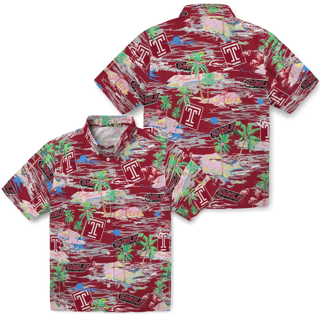 Temple Owls Hawaiian Shirt - Hawaii Island temple owls flamingo retreat red hawaiian shirts high quality