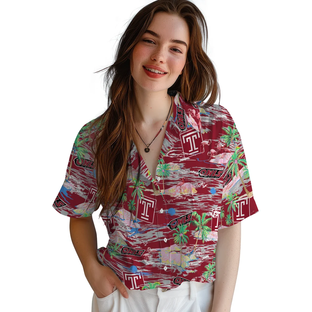 Temple Owls Hawaiian Shirt - Hawaii Island temple owls flamingo retreat red hawaiian shirts latest model