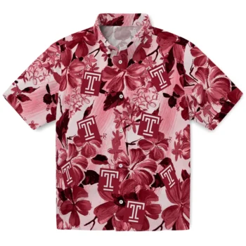 temple owls hibiscus arrangement red hawaiian shirts best selling