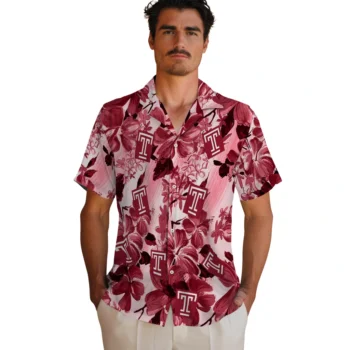 temple owls hibiscus arrangement red hawaiian shirts fashion forward