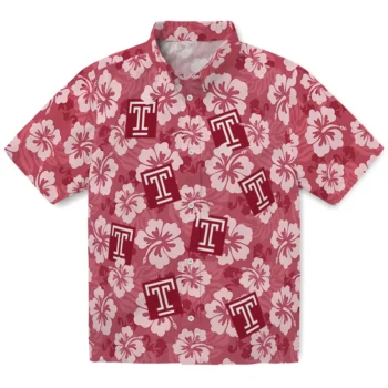 temple owls hibiscus cluster red hawaiian shirts best selling