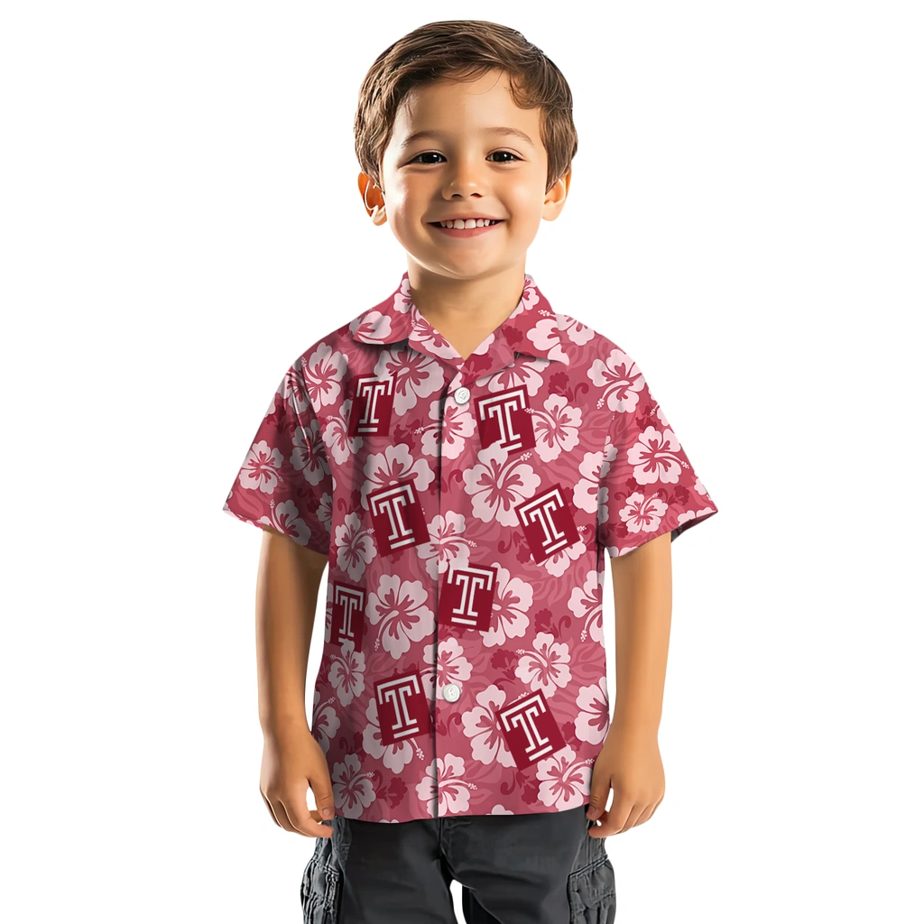 Temple Owls Hawaiian Shirt - Hibiscus Cluster temple owls hibiscus cluster red hawaiian shirts top rated