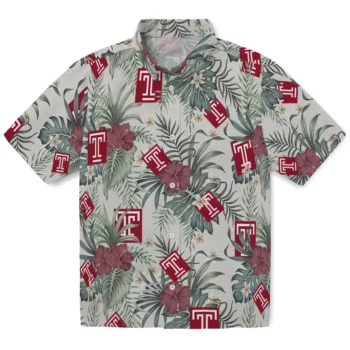 temple owls hibiscus designs beige hawaiian shirts best selling