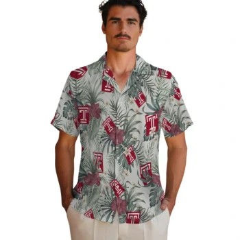 temple owls hibiscus designs beige hawaiian shirts fashion forward