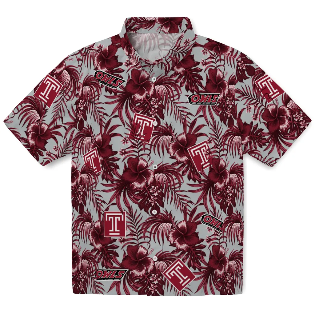 Temple Owls Hawaiian Shirt - Hibiscus Exotic temple owls hibiscus exotic red hawaiian shirts best selling