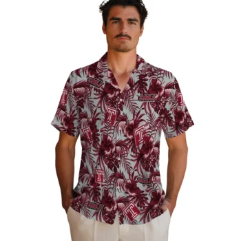 temple owls hibiscus exotic red hawaiian shirts fashion forward