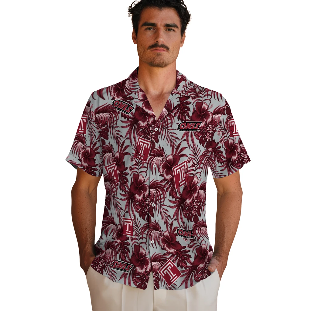 Temple Owls Hawaiian Shirt - Hibiscus Exotic temple owls hibiscus exotic red hawaiian shirts fashion forward