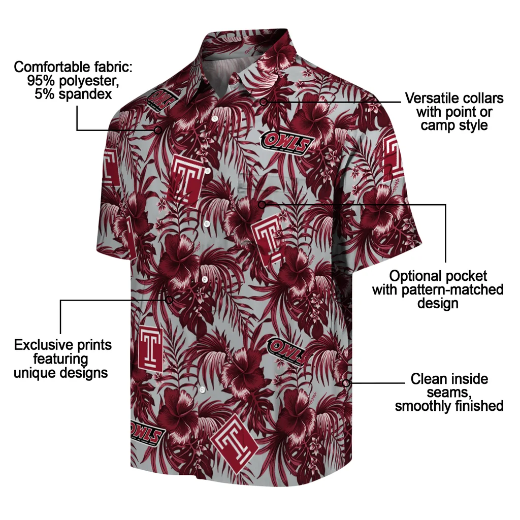 Temple Owls Hawaiian Shirt - Hibiscus Exotic temple owls hibiscus exotic red hawaiian shirts new arrival