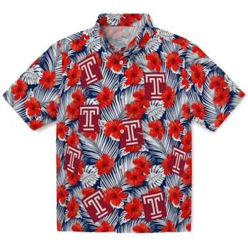temple owls hibiscus fiesta red royal blue hawaiian shirts best selling