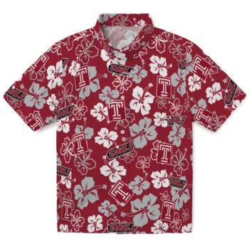 temple owls hibiscus bloom red hawaiian shirts best selling