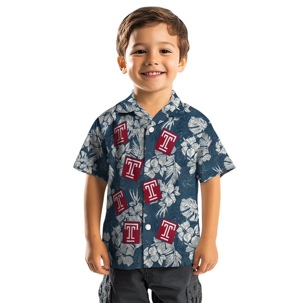 Temple Owls Hawaiian Shirt - Hibiscus Flowers temple owls hibiscus flowers navy blue hawaiian shirts top rated