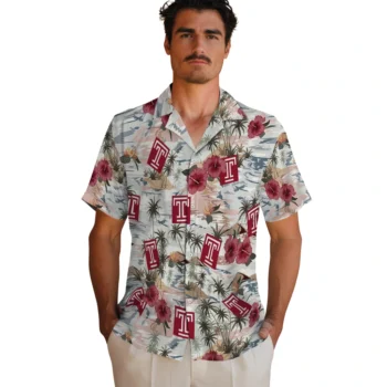 temple owls hibiscus seaside white hawaiian shirts fashion forward