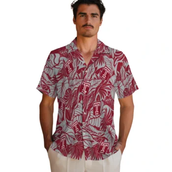 temple owls monstera layer red hawaiian shirts fashion forward