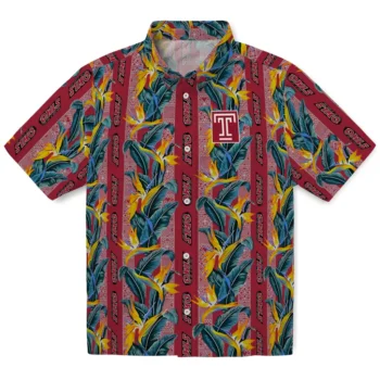 temple owls paradise vines red hawaiian shirts best selling