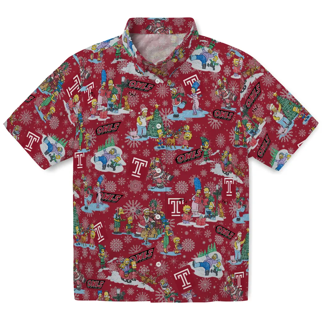 Temple Owls Hawaiian Shirt - Simpsons Christmas temple owls simpsons christmas red hawaiian shirts best selling
