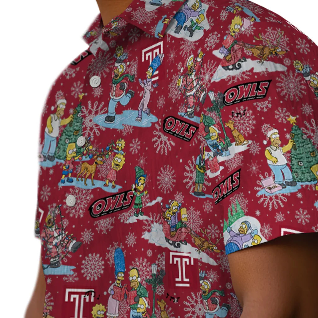 Temple Owls Hawaiian Shirt - Simpsons Christmas temple owls simpsons christmas red hawaiian shirts trendy