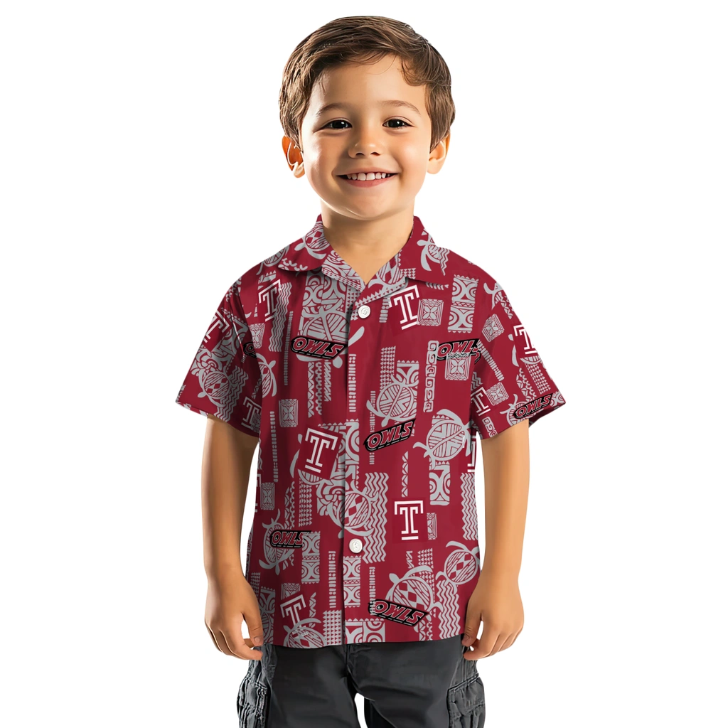 Temple Owls Hawaiian Shirt - Turtle Lines temple owls turtle lines red hawaiian shirts top rated