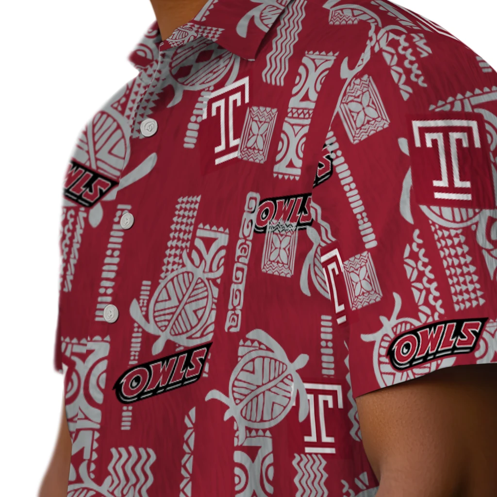 Temple Owls Hawaiian Shirt - Turtle Lines temple owls turtle lines red hawaiian shirts trendy