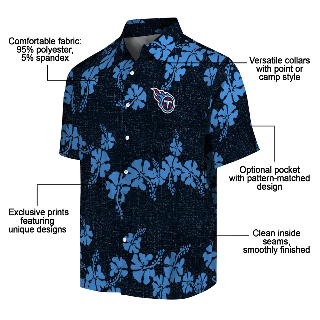 Tennessee Titans Hawaiian Shirt - 50th State Flower tennessee titans hibiscus petals navy hawaiian shirts new arrival