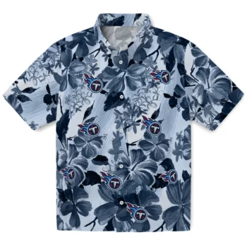tennessee titans hibiscus arrangement navy hawaiian shirts best selling