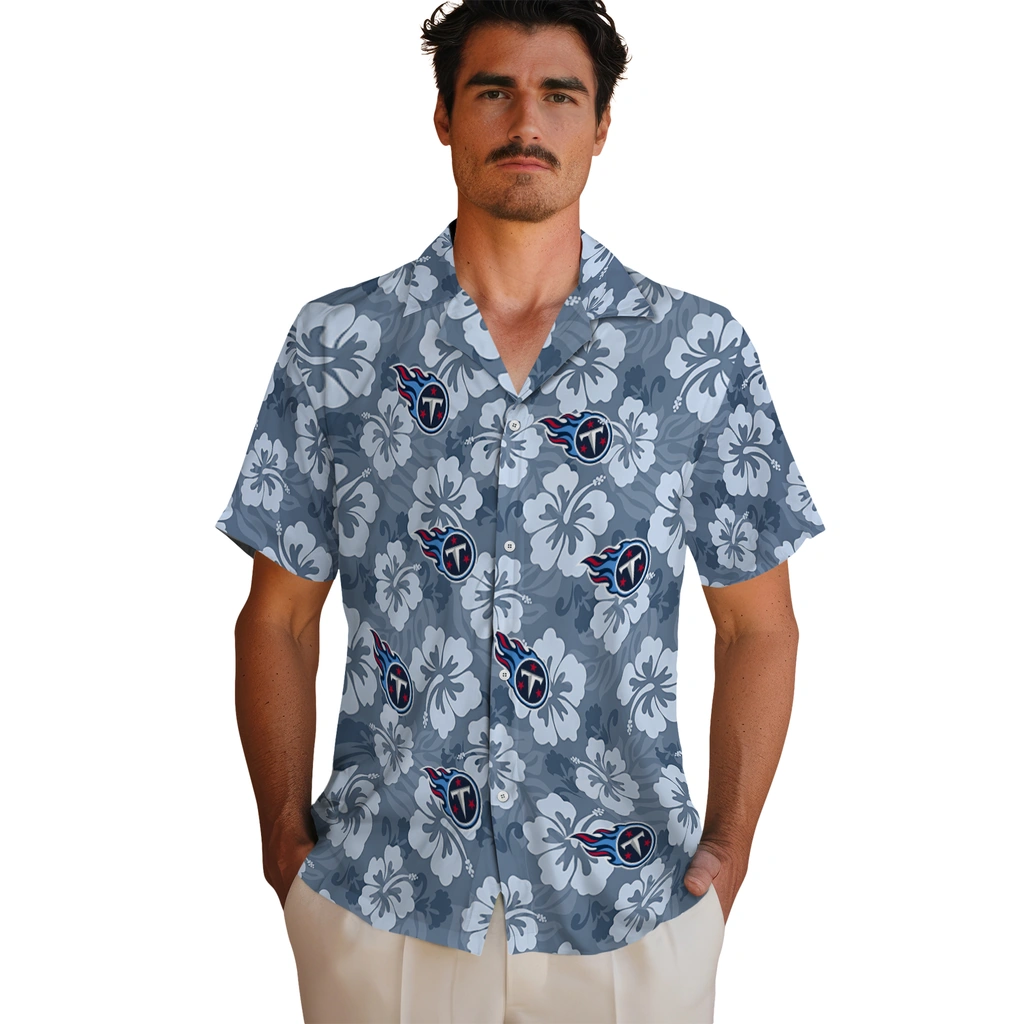 Tennessee Titans Hawaiian Shirt - Hibiscus Cluster tennessee titans hibiscus cluster navy hawaiian shirts fashion forward