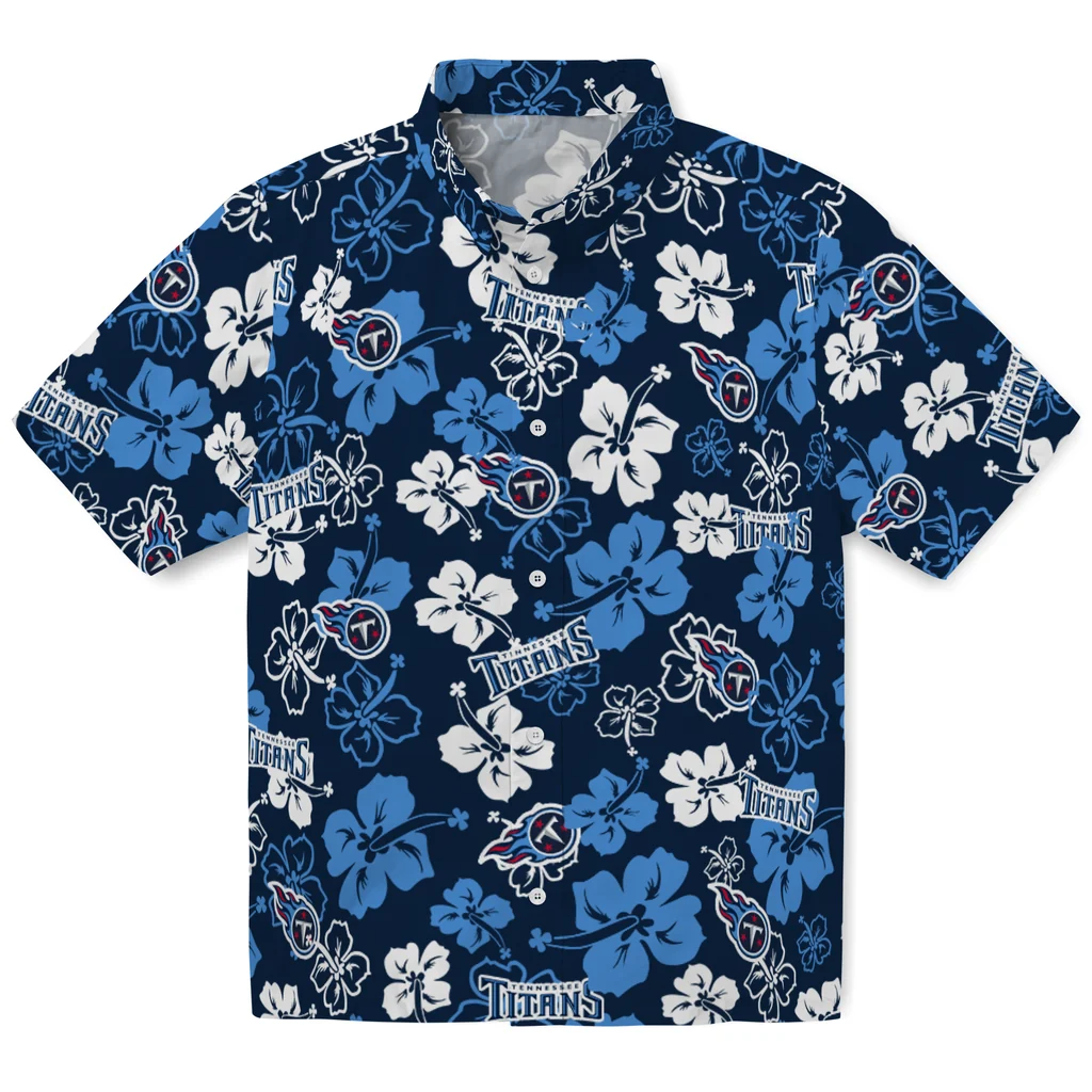 Tennessee Titans Hawaiian Shirt - Hibiscus Flower Design tennessee titans hibiscus bloom navy hawaiian shirts best selling