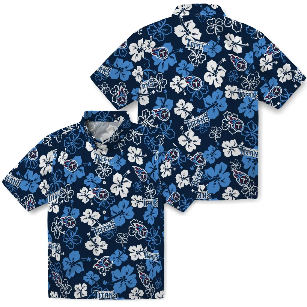 Tennessee Titans Hawaiian Shirt - Hibiscus Flower Design tennessee titans hibiscus bloom navy hawaiian shirts high quality