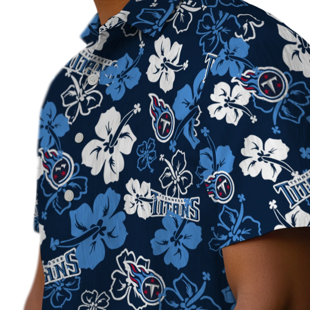 Tennessee Titans Hawaiian Shirt - Hibiscus Flower Design tennessee titans hibiscus bloom navy hawaiian shirts trendy