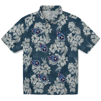 tennessee titans hibiscus flowers navy blue hawaiian shirts best selling