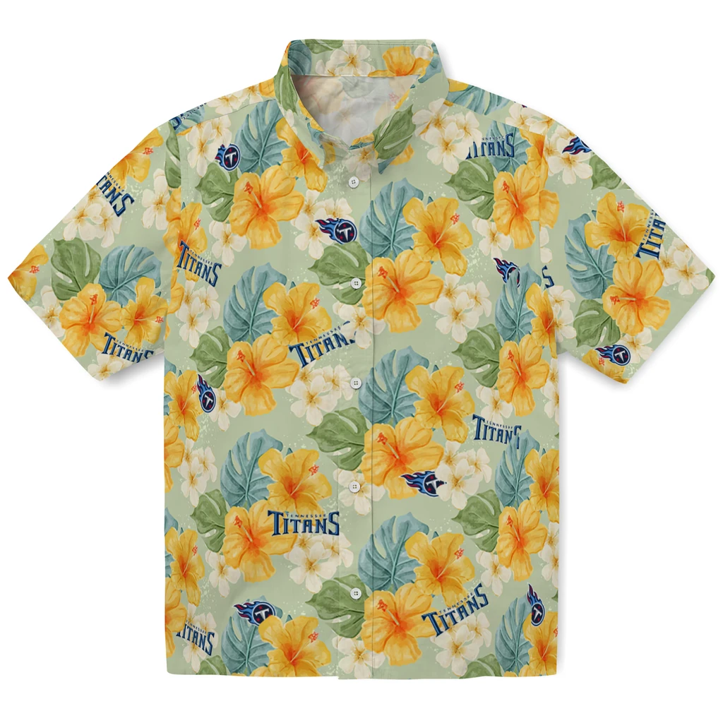 Tennessee Titans Hawaiian Shirt - Hibiscus Mood tennessee titans hibiscus mood pale lime yellow hawaiian shirts best selling