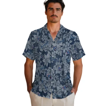 tennessee titans hibiscus oasis navy hawaiian shirts fashion forward