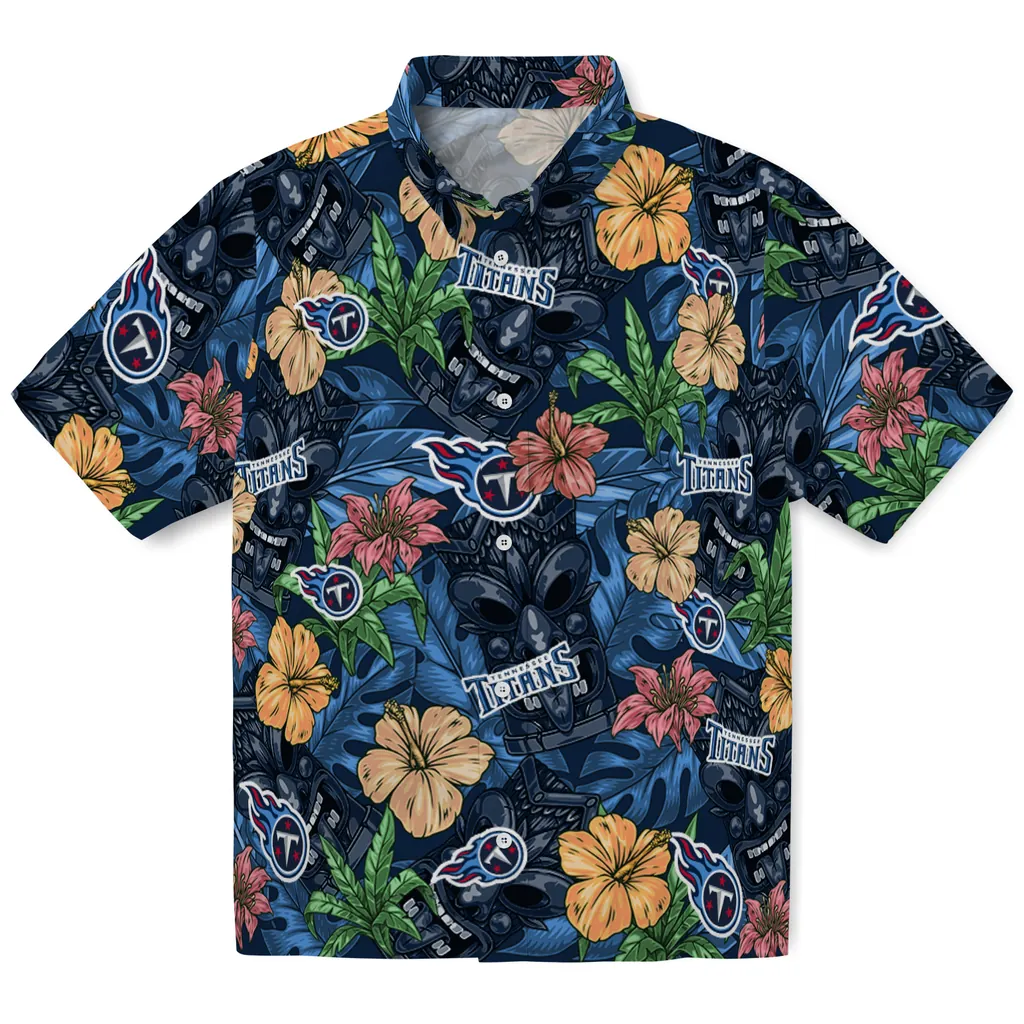 Tennessee Titans Hawaiian Shirt - Hibiscus Tiki Jungle tennessee titans tiki jungle navy hawaiian shirts best selling