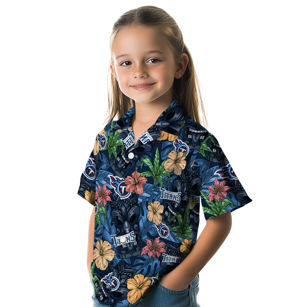 Tennessee Titans Hawaiian Shirt - Hibiscus Tiki Jungle tennessee titans tiki jungle navy hawaiian shirts premium grade