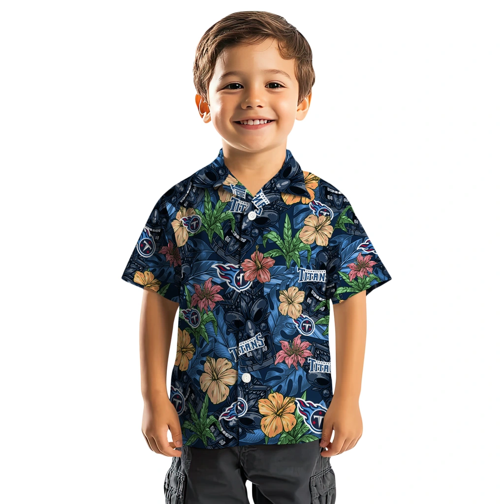 Tennessee Titans Hawaiian Shirt - Hibiscus Tiki Jungle tennessee titans tiki jungle navy hawaiian shirts top rated