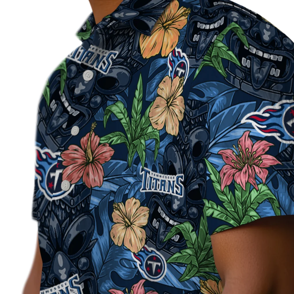 Tennessee Titans Hawaiian Shirt - Hibiscus Tiki Jungle tennessee titans tiki jungle navy hawaiian shirts trendy